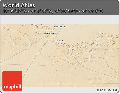 Satellite 3D Map of the Area around 19° 52' 38" N, 28° 7' 30" E