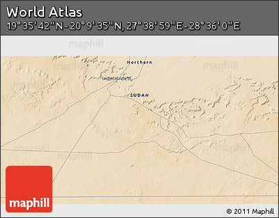 Satellite 3D Map of the Area around 19° 52' 38" N, 28° 7' 30" E