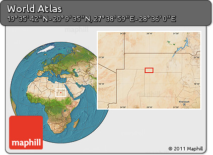 Satellite Location Map of the Area around 19° 52' 38" N, 28° 7' 30" E
