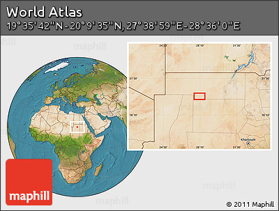 Satellite Location Map of the Area around 19° 52' 38" N, 28° 7' 30" E