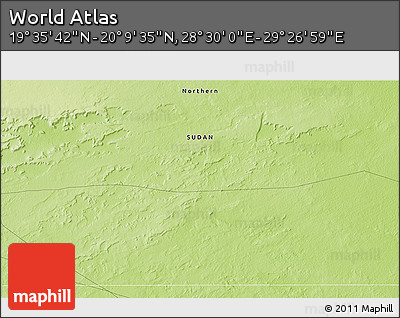 Physical 3D Map of the Area around 19° 52' 38" N, 28° 58' 30" E