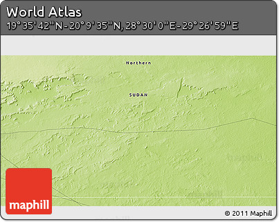 Physical 3D Map of the Area around 19° 52' 38" N, 28° 58' 30" E