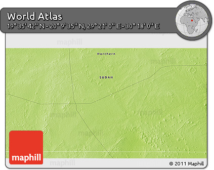 Physical 3D Map of the Area around 19° 52' 38" N, 29° 49' 30" E