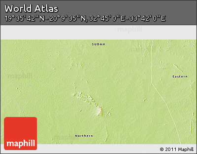 Physical 3D Map of the Area around 19° 52' 38" N, 33° 13' 30" E