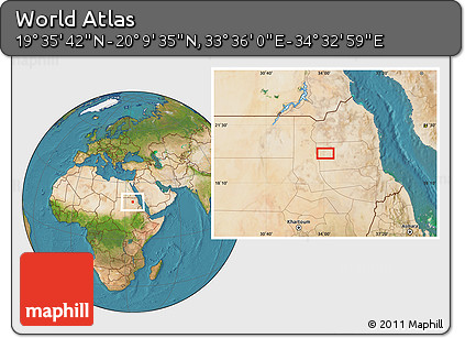 Satellite Location Map of the Area around 19° 52' 38" N, 34° 4' 30" E