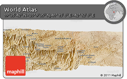Satellite Panoramic Map of the Area around 19° 52' 38" N, 41° 43' 30" E