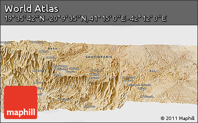 Satellite Panoramic Map of the Area around 19° 52' 38" N, 41° 43' 30" E