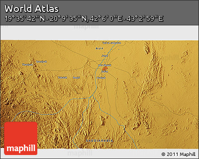 Physical 3D Map of the Area around 19° 52' 38" N, 42° 34' 30" E
