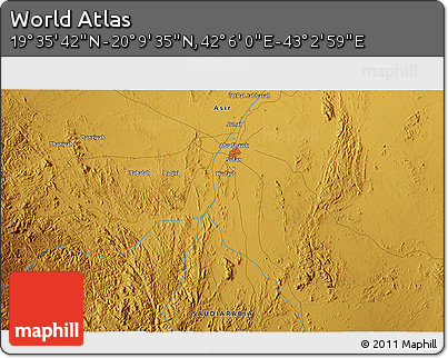 Physical 3D Map of the Area around 19° 52' 38" N, 42° 34' 30" E