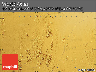 Physical Map of the Area around 19° 52' 38" N, 43° 25' 29" E