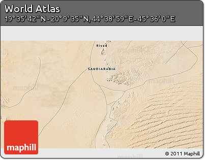 Satellite 3D Map of the Area around 19° 52' 38" N, 45° 7' 30" E