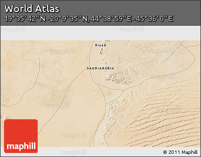 Satellite 3D Map of the Area around 19° 52' 38" N, 45° 7' 30" E