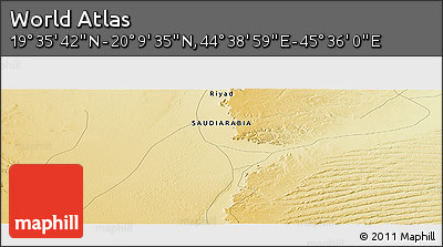 Physical Panoramic Map of the Area around 19° 52' 38" N, 45° 7' 30" E