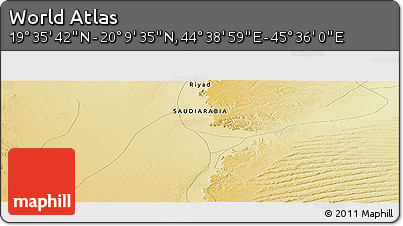 Physical Panoramic Map of the Area around 19° 52' 38" N, 45° 7' 30" E