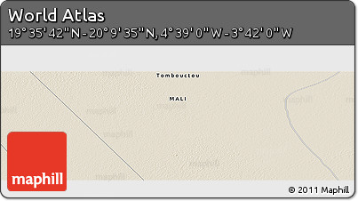 Shaded Relief Panoramic Map of the Area around 19° 52' 38" N, 4° 10' 30" W