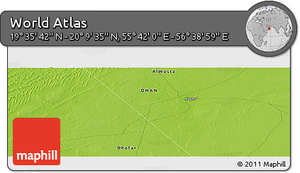Physical Panoramic Map of the Area around 19° 52' 38" N, 56° 10' 29" E