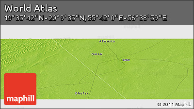 Physical Panoramic Map of the Area around 19° 52' 38" N, 56° 10' 29" E