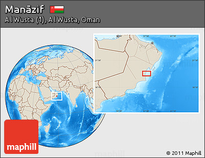 Shaded Relief Location Map of Manāzif