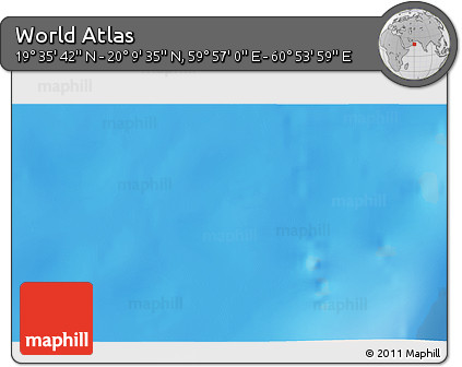 Physical 3D Map of the Area around 19° 52' 38" N, 60° 25' 29" E