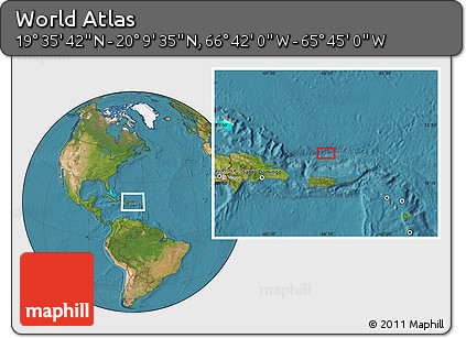 Satellite Location Map of the Area around 19° 52' 38" N, 66° 13' 29" W