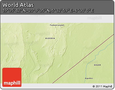 Physical 3D Map of the Area around 19° 52' 38" N, 6° 1' 30" E