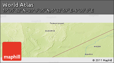 Physical Panoramic Map of the Area around 19° 52' 38" N, 6° 1' 30" E