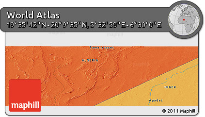 Political Panoramic Map of the Area around 19° 52' 38" N, 6° 1' 30" E