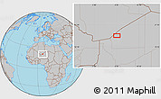 Gray Location Map of the area around 19° 52' 38" N, 6° 52' 30" E