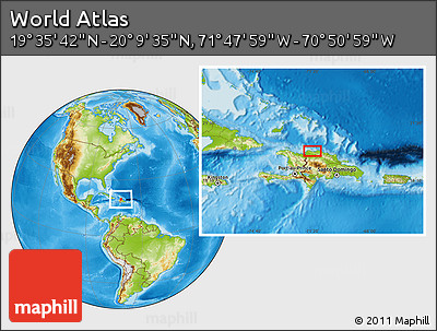 Physical Location Map of the Area around 19° 52' 38" N, 71° 19' 29" W
