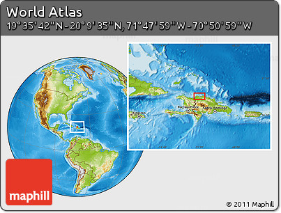 Physical Location Map of the Area around 19° 52' 38" N, 71° 19' 29" W