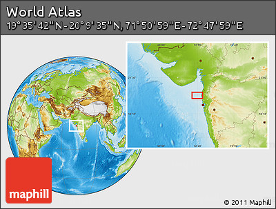 Physical Location Map of the Area around 19° 52' 38" N, 72° 19' 29" E