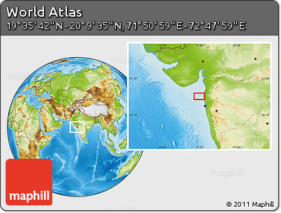 Physical Location Map of the Area around 19° 52' 38" N, 72° 19' 29" E
