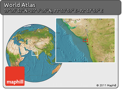 Satellite Location Map of the Area around 19° 52' 38" N, 72° 19' 29" E