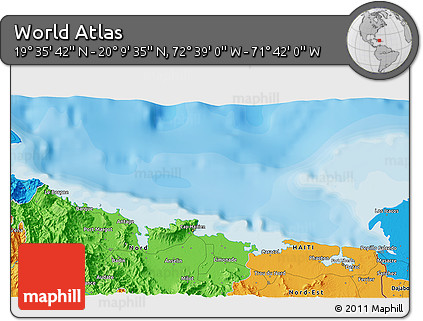 Political 3D Map of the Area around 19° 52' 38" N, 72° 10' 30" W