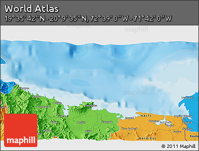 Political 3D Map of the Area around 19° 52' 38" N, 72° 10' 30" W