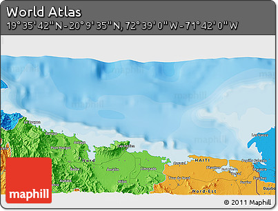 Political 3D Map of the Area around 19° 52' 38" N, 72° 10' 30" W