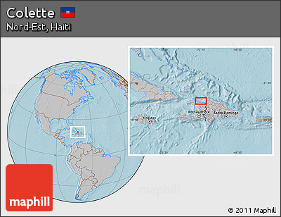 Gray Location Map of Colette, hill shading