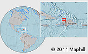 Gray Location Map of the area around 19° 52' 38" N, 72° 10' 30" W, hill shading