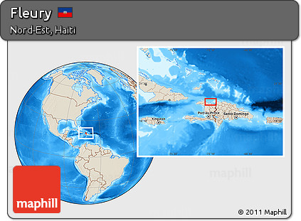 Shaded Relief Location Map of Fleury