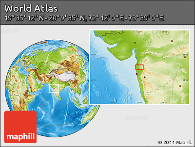 Physical Location Map of the Area around 19° 52' 38" N, 73° 10' 30" E