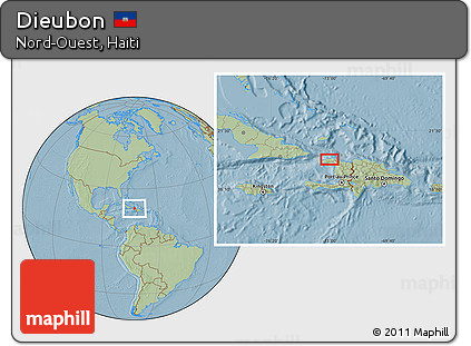 Savanna Style Location Map of Dieubon, hill shading