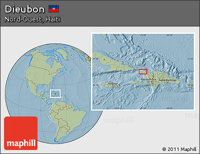 Savanna Style Location Map of Dieubon, hill shading