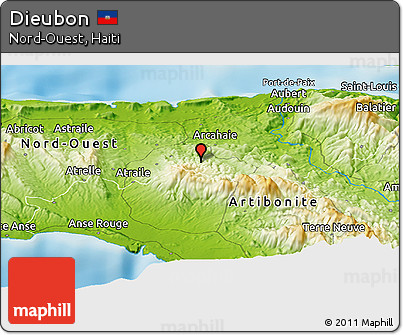 Physical Panoramic Map of Dieubon