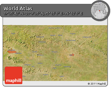 Satellite 3D Map of the Area around 19° 52' 38" N, 75° 43' 29" E