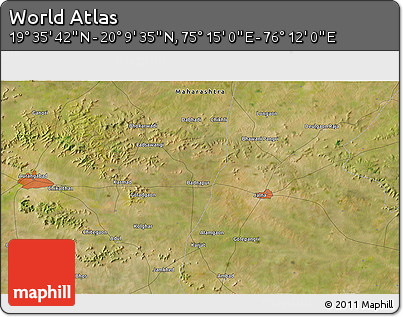 Satellite 3D Map of the Area around 19° 52' 38" N, 75° 43' 29" E