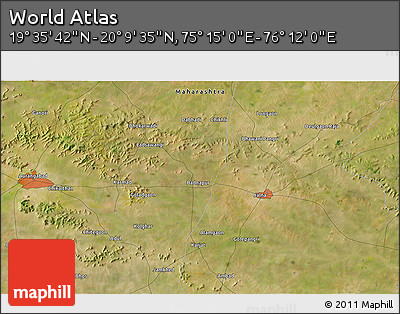 Satellite 3D Map of the Area around 19° 52' 38" N, 75° 43' 29" E