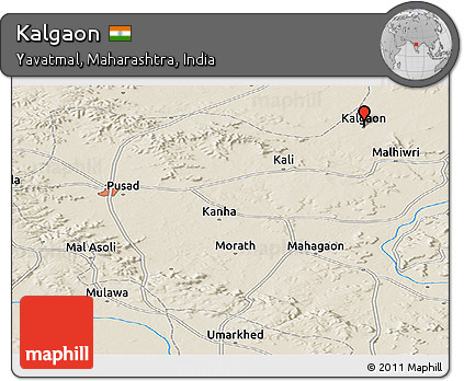 Shaded Relief Panoramic Map of Kalgaon