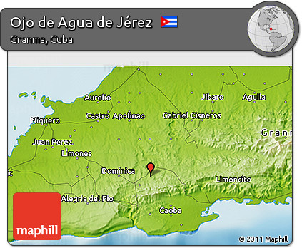 Physical 3D Map of Ojo De Agua De Jérez