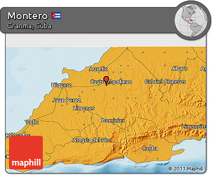 Political 3D Map of Montero