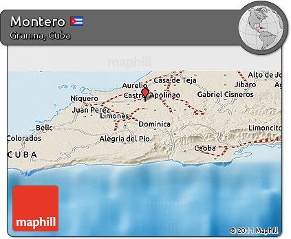 Shaded Relief Panoramic Map of Montero